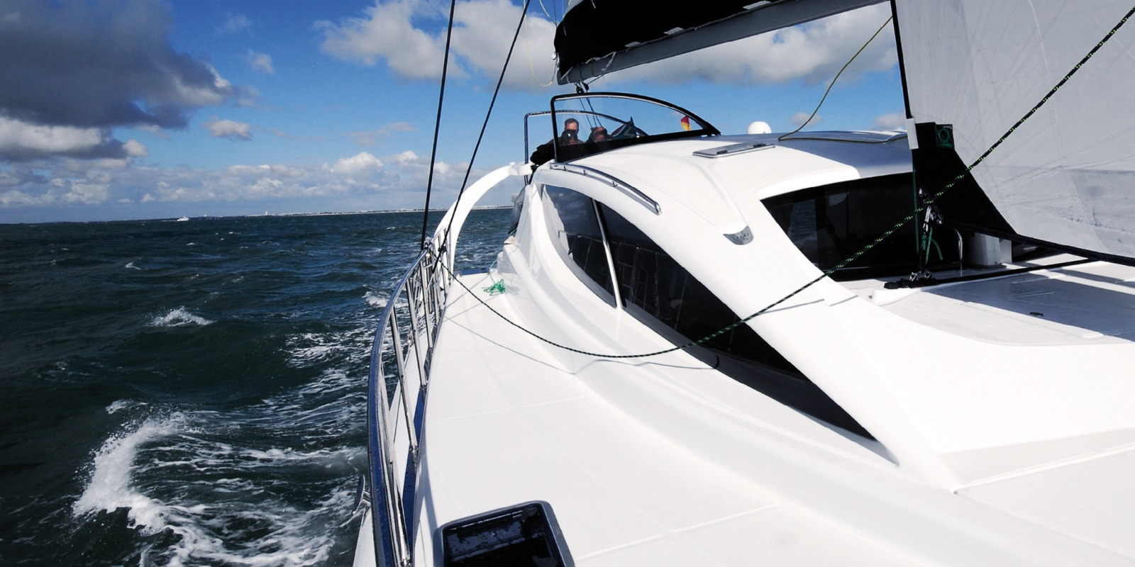 Sailing yacht on open ocean